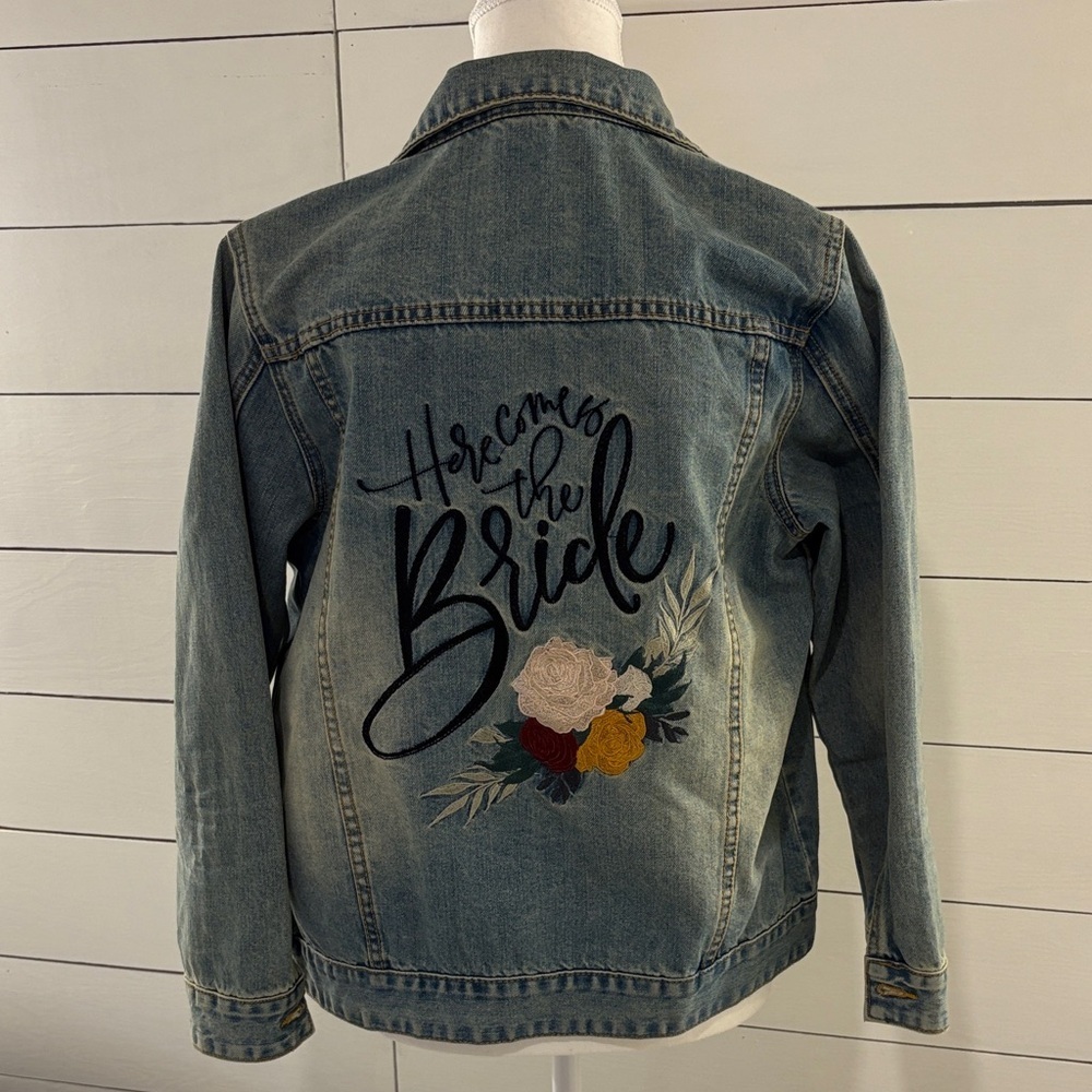 Here Comes the Bride, Jean Jacket Embroidered Flowers